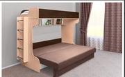 Новая двухъярусная кровать внизу с двухспальным диваном
